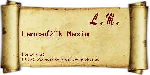 Lancsák Maxim névjegykártya